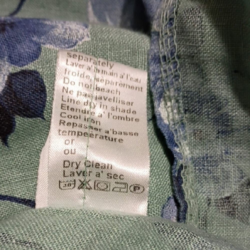 Terzo Millennio 100% Linen Floral Blue and Green Women's Tunic Size L - Picture 8 of 9